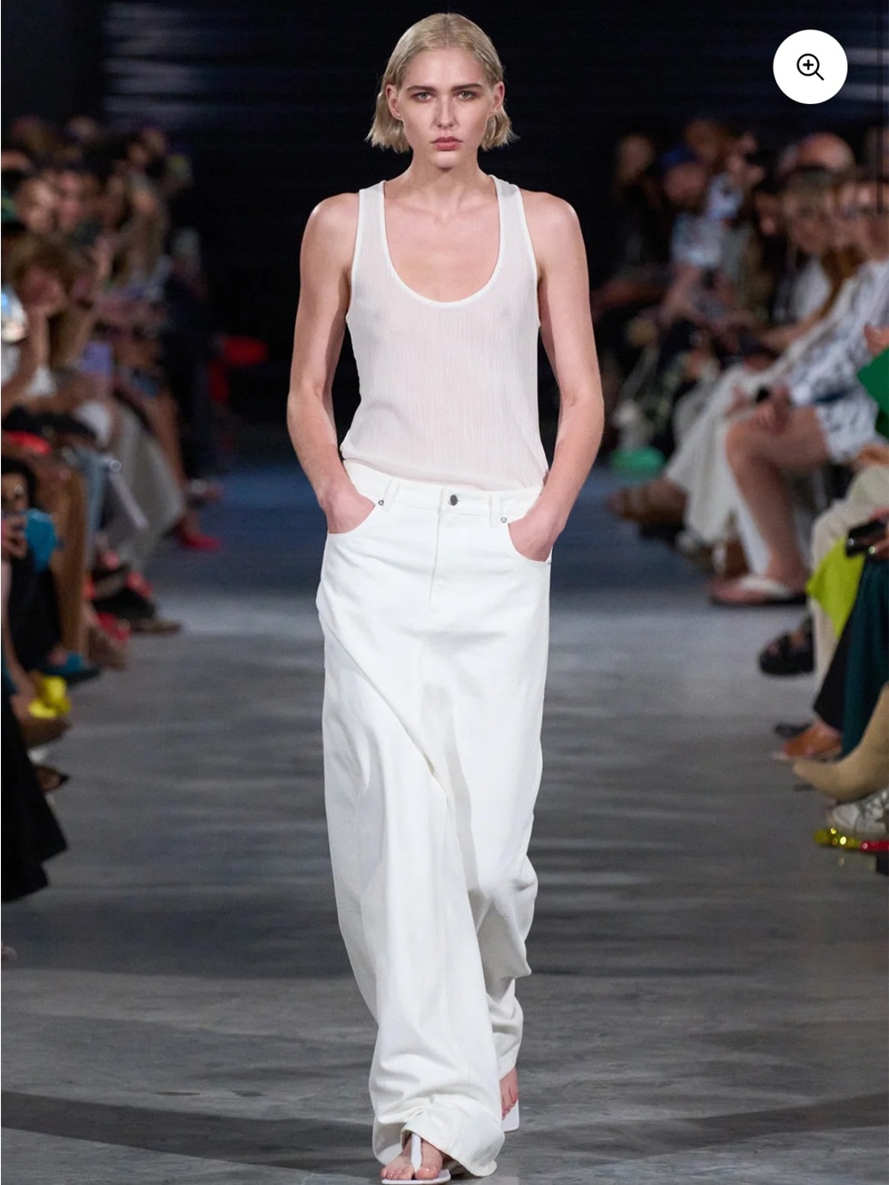 Tibi White Ribbed Tank Top